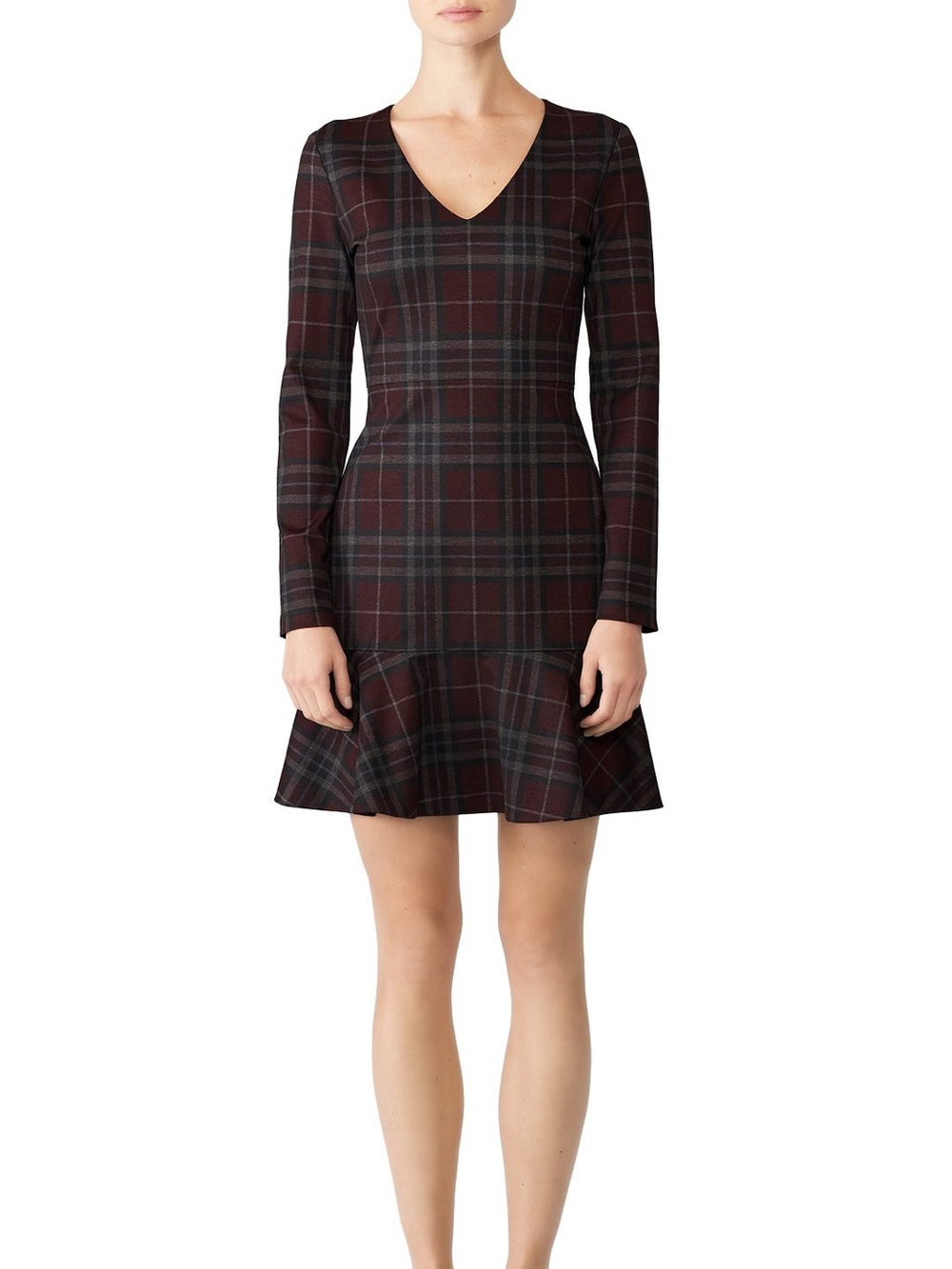 Slate & Willow Plaid V-Neck Ruffle Hem Long Sleeve Dress Size 4